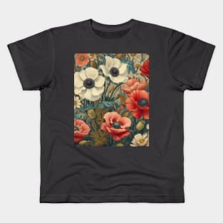 anemone and poppy flower pattern 5 Kids T-Shirt